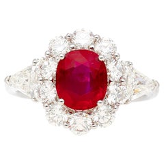 Bague en rubis de Birmanie certifiée AGL, rouge sang de pigeon, sans chaleur, de 1,76 carat