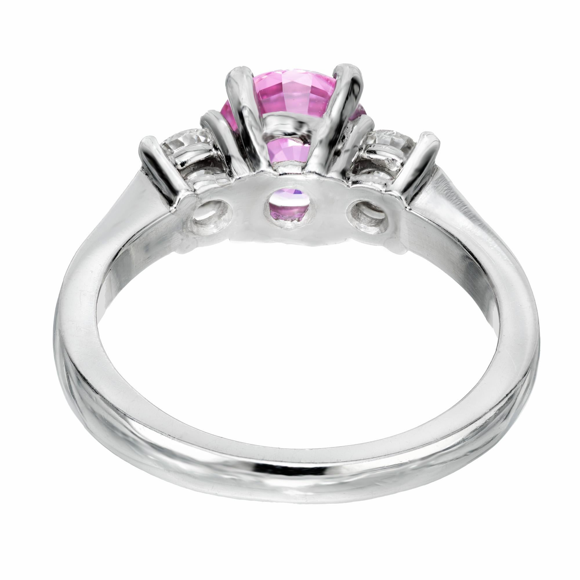 For Sale:  AGL Certified 1.79 Carat Pink Sapphire Diamond Platinum Engagement Ring 5