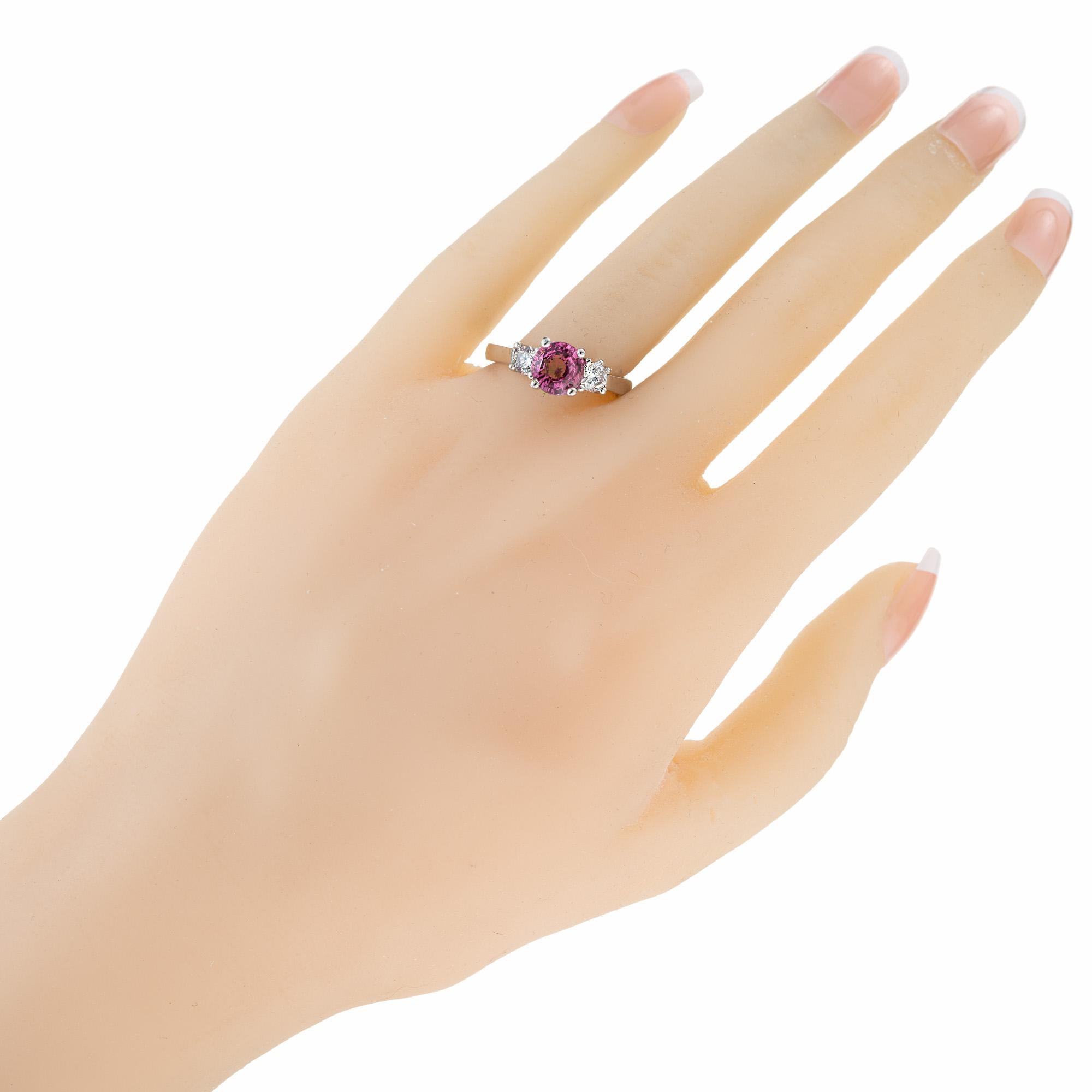For Sale:  AGL Certified 1.79 Carat Pink Sapphire Diamond Platinum Engagement Ring 7