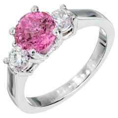 AGL Certified 1.79 Carat Pink Sapphire Diamond Platinum Engagement Ring