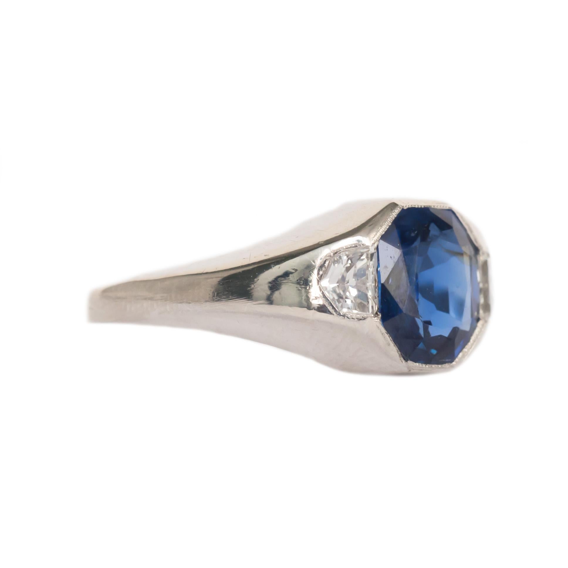 Art Deco AGL Certified 1.86 Carat Sapphire Platinum Engagement Ring