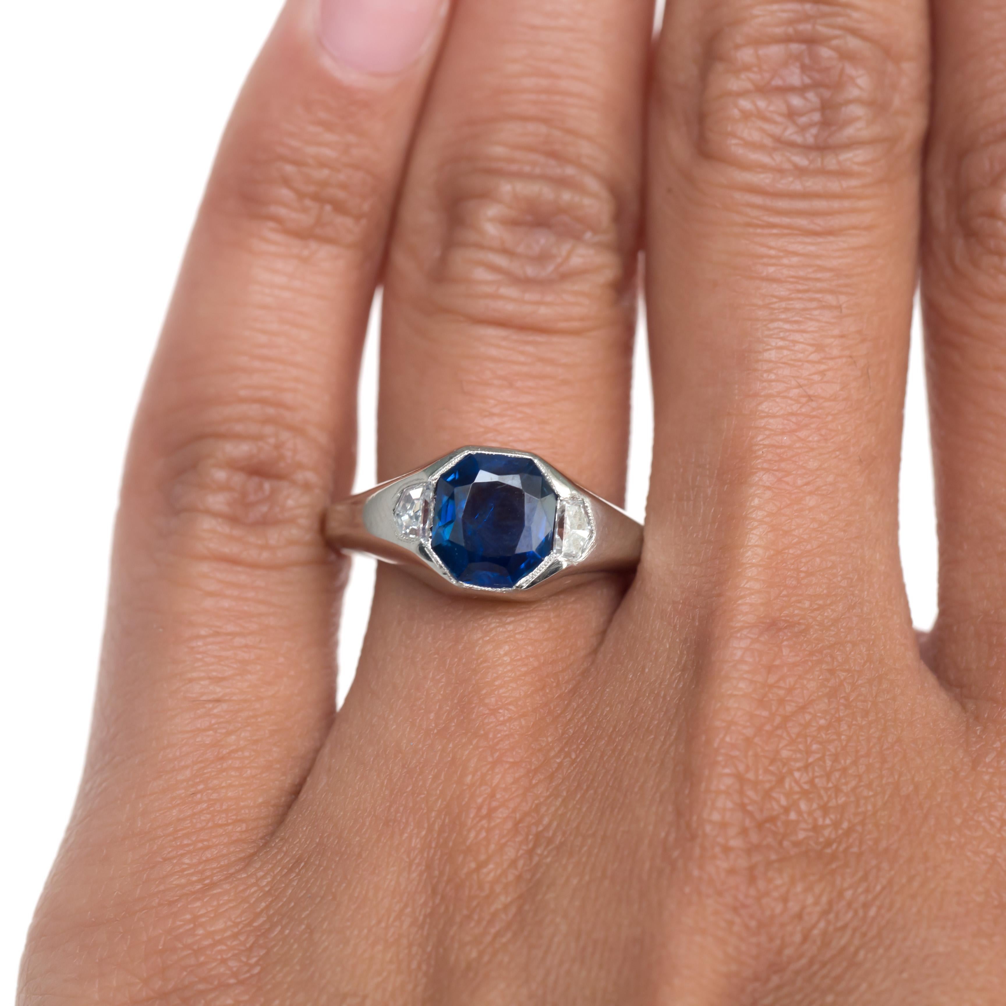 AGL Certified 1.86 Carat Sapphire Platinum Engagement Ring 1