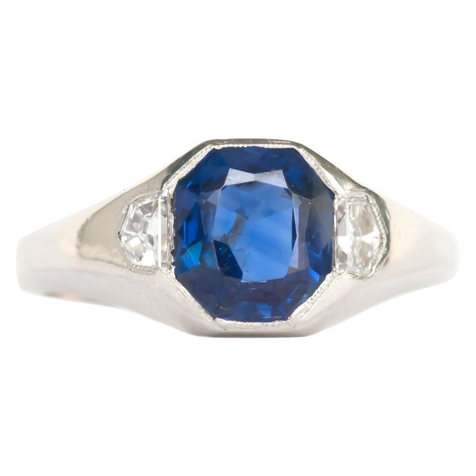 AGL Certified 1.86 Carat Sapphire Platinum Engagement Ring
