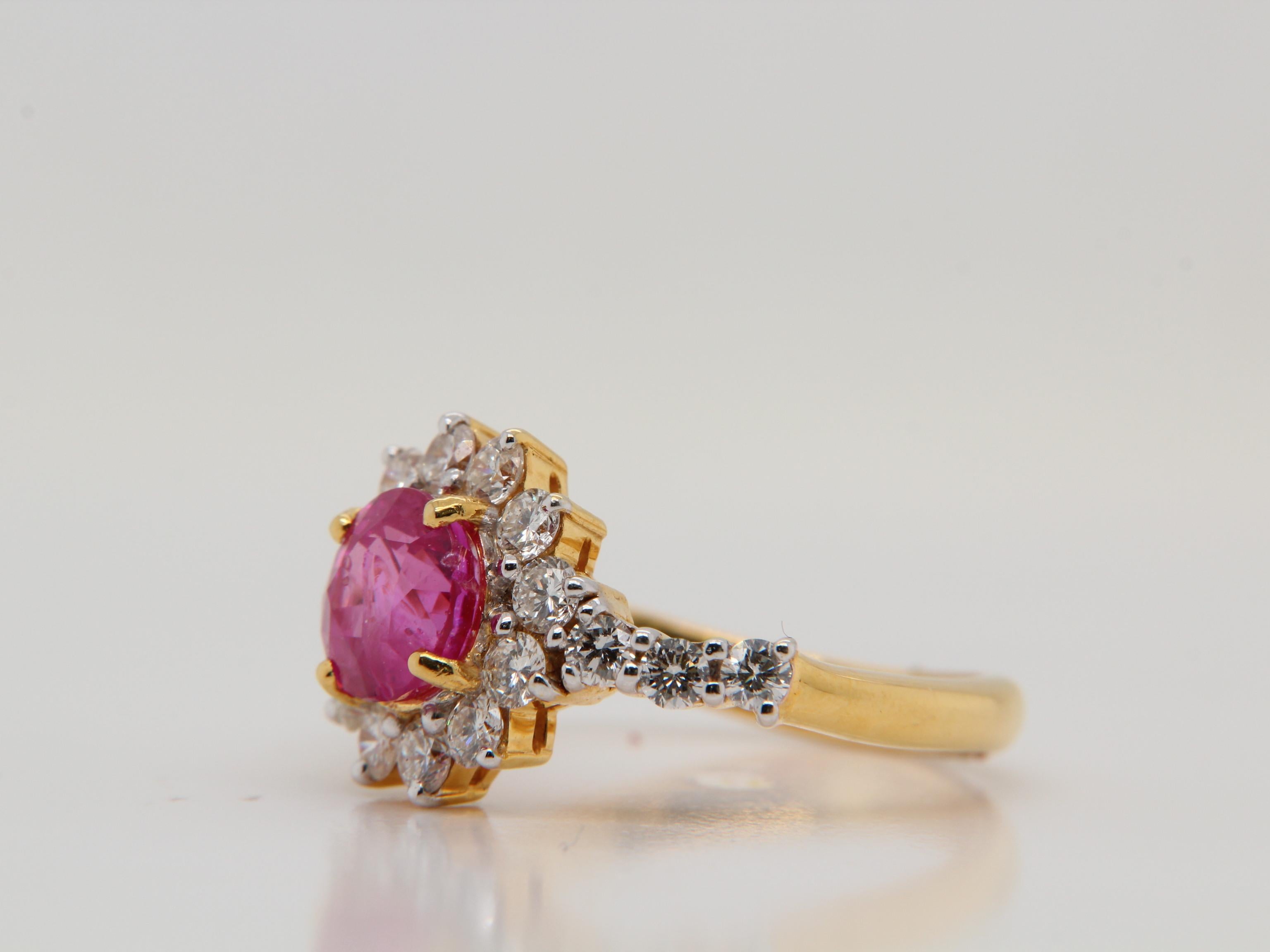 AGL Certified 1.89 Carat Burmese No Heat Ruby and Diamond Ring at ...