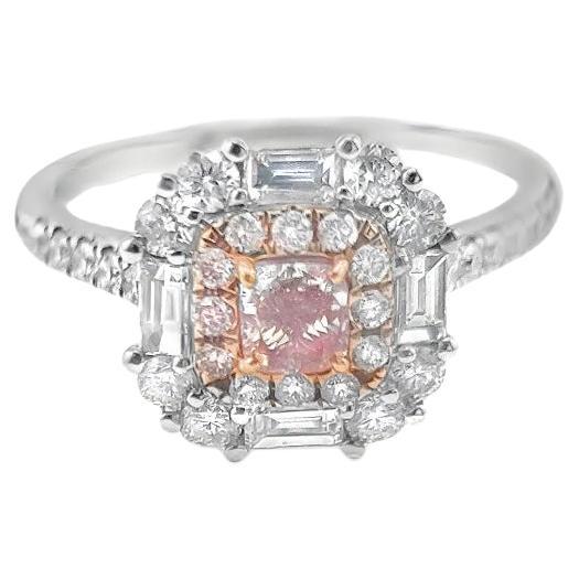 AGL Certified 18K White Gold 0.32 CT Fancy Pink Diamond Ring For Sale