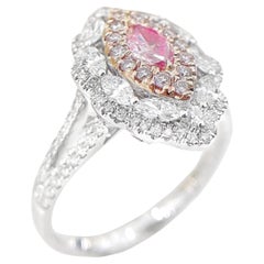 AGL Certified 18K White Gold Pink Diamond Ring with Diamonds