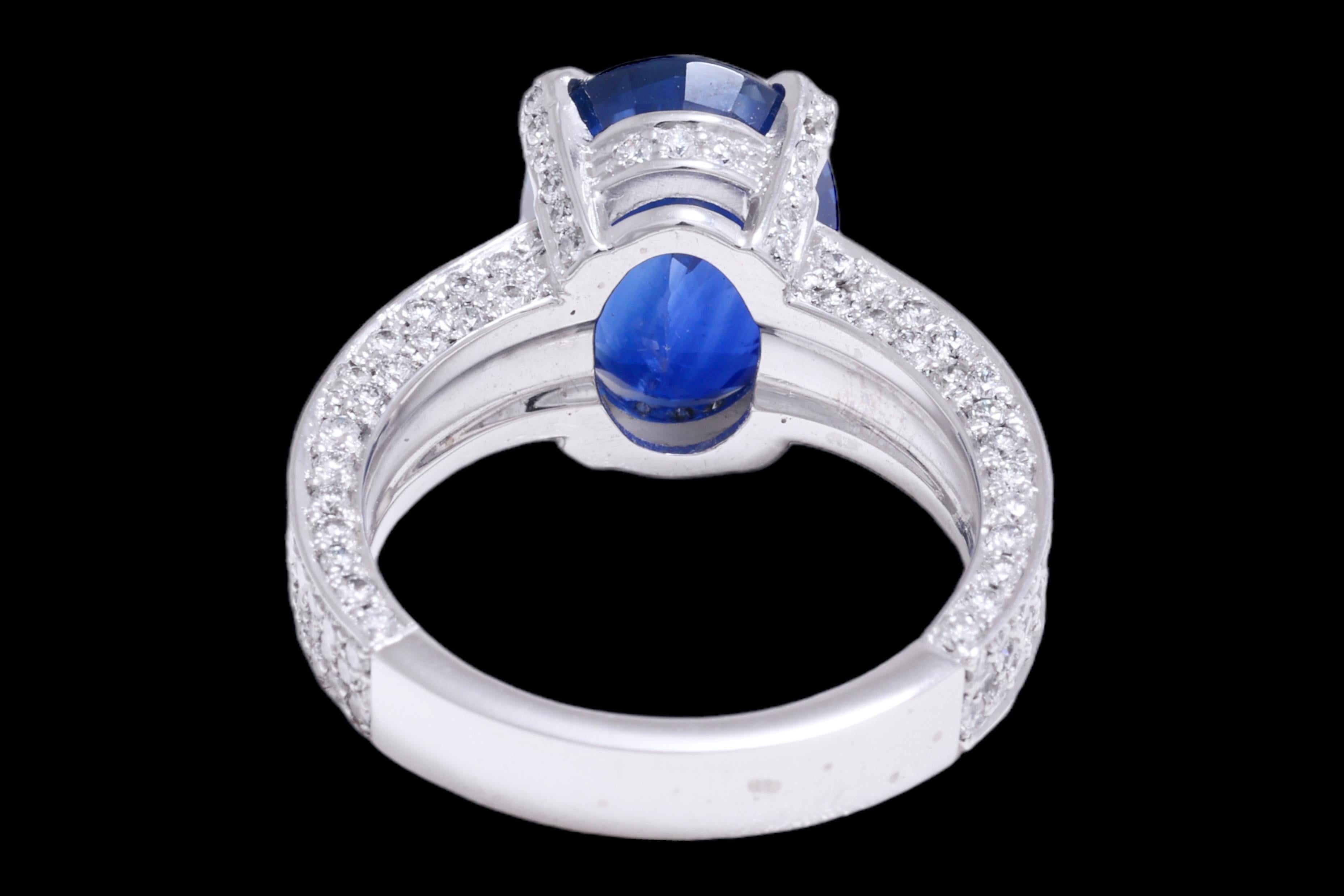  AGL Certified 18kt. White Gold Ring 6.32 ct. Ceylon Sapphire &1.62 ct. Diamonds For Sale 1