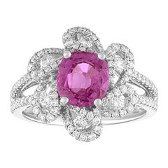 Anello d'oro con zaffiro rosa e diamante certificato AGL da 1,90 carati