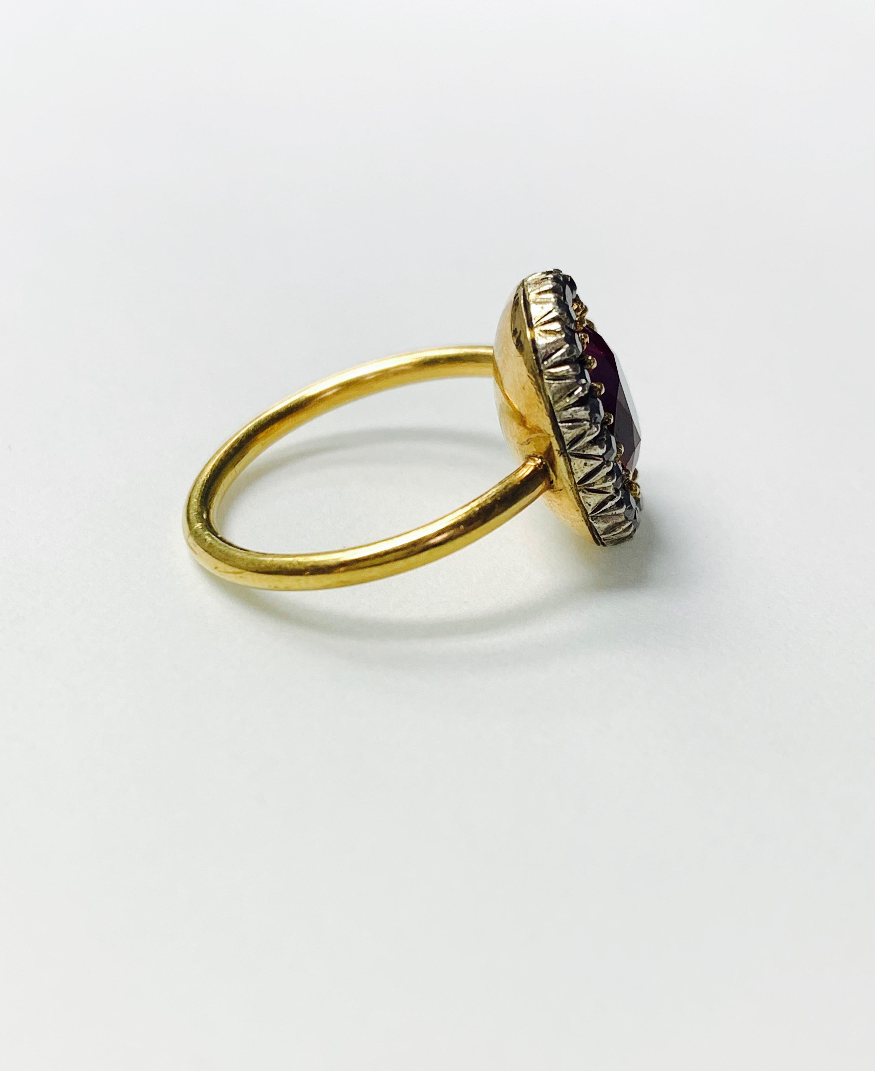 AGL Certified 1920 Antique Burma No Heat Oval Ruby and Diamond Ring 2