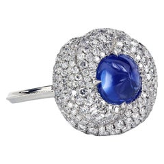 AGL Certified 1.96 Carat Kashmir Sapphire Platinum Diamond Micro Pave Ring
