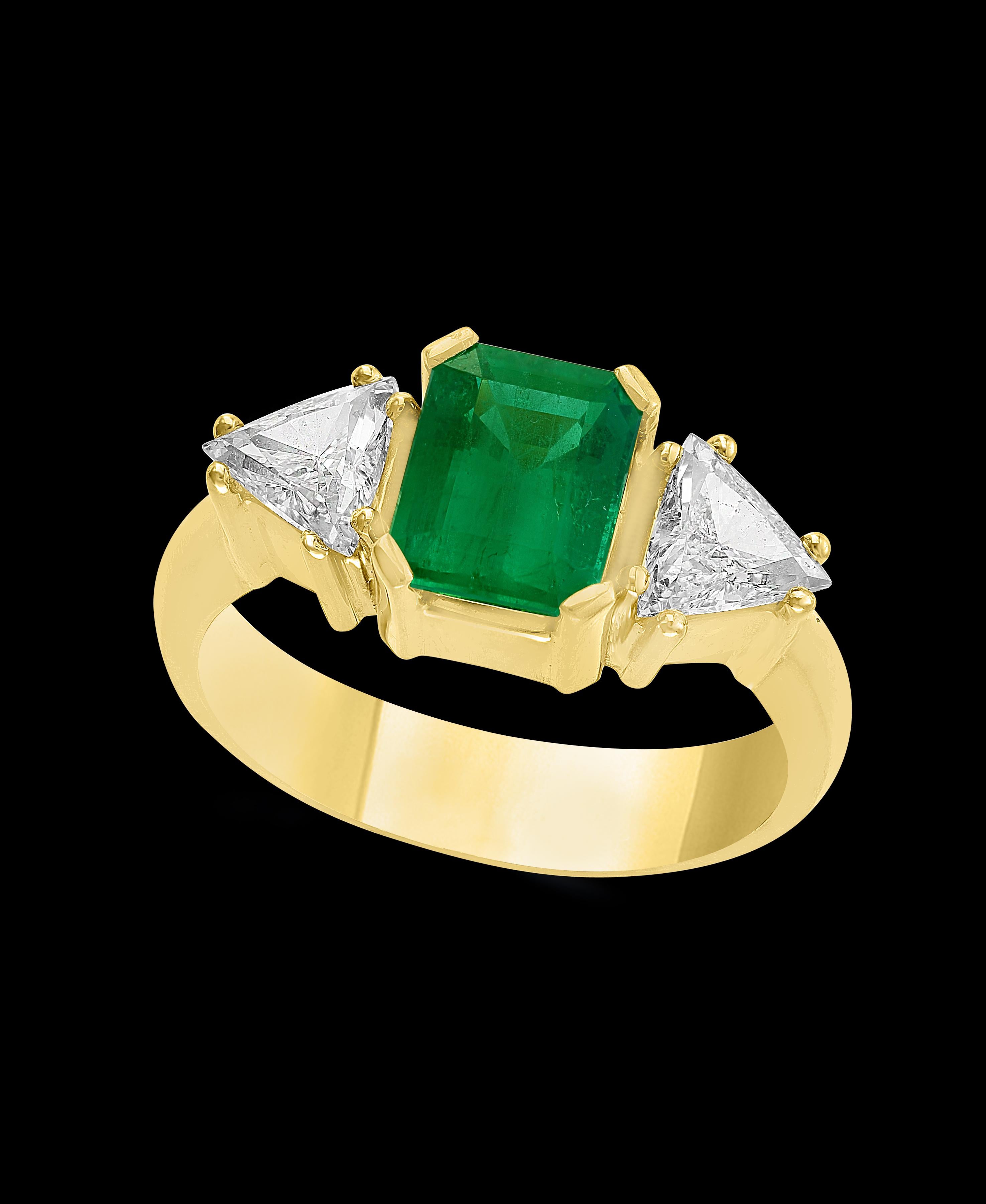 AGL Certified  Insignificant to Minor Traditional  Emerald Cut  Emerald and Diamond Ring 18K Gold
A classic, Cocktail ring 
Approximately 2 Carat  Brazilian  Emerald and Diamond Ring, Estate.
AGL ( American Gemology Institute) known as the best