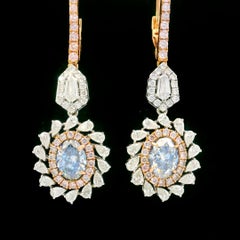 AGL Certified 2.00 Carat Fancy Blue VS Clarity Diamond Earrings