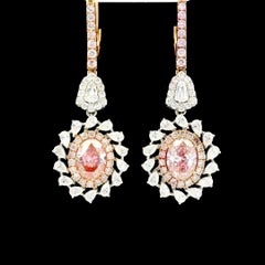 AGL Certified 2.00 Carat Fancy Pink VS Clarity Diamond Earrings