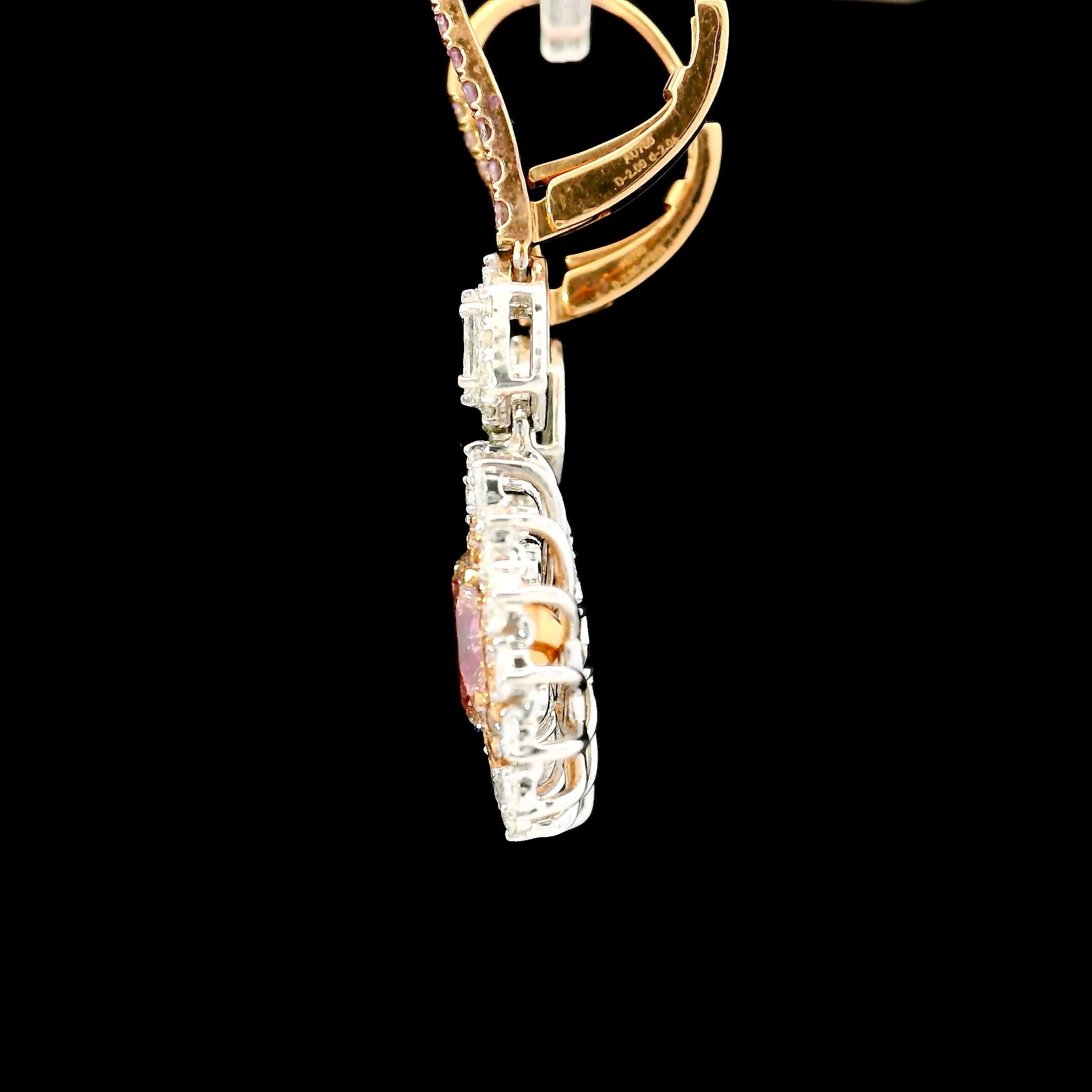 AGL Certified 2.00 Carat Fancy Pink VS Clarity Diamond Earrings For Sale 1