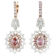 AGL Certified 2.00 Carat Fancy Pink VS Clarity Diamond Earrings