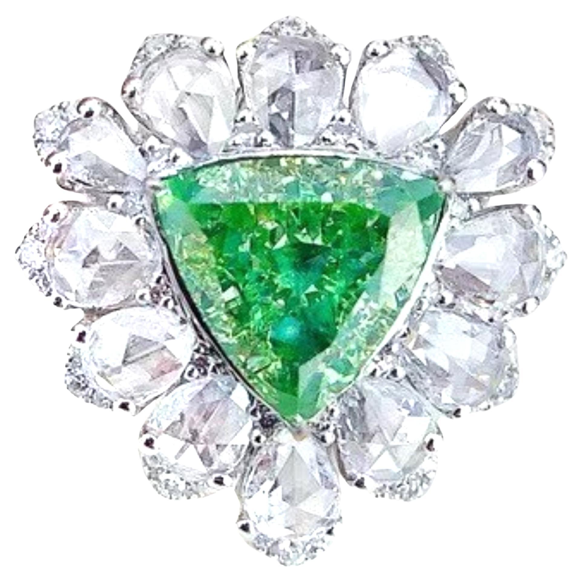 AGL Certified 2.02 CT VS Clarity Fancy Green Diamond Cocktail Ring