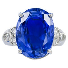AGL Certified 20.58 Carat Ceylon Sapphire Diamond Cocktail Ring