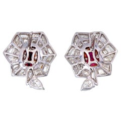 Boucles d'oreilles en or blanc 18 carats certifiées AGL avec rubis de Birmanie et diamants de 2,08 carats