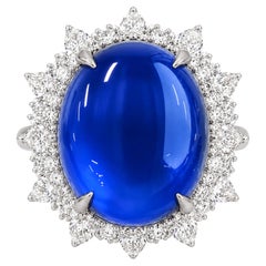 AGL Certified 21 Carat No Heat Burma Star Sapphire Diamond Ring