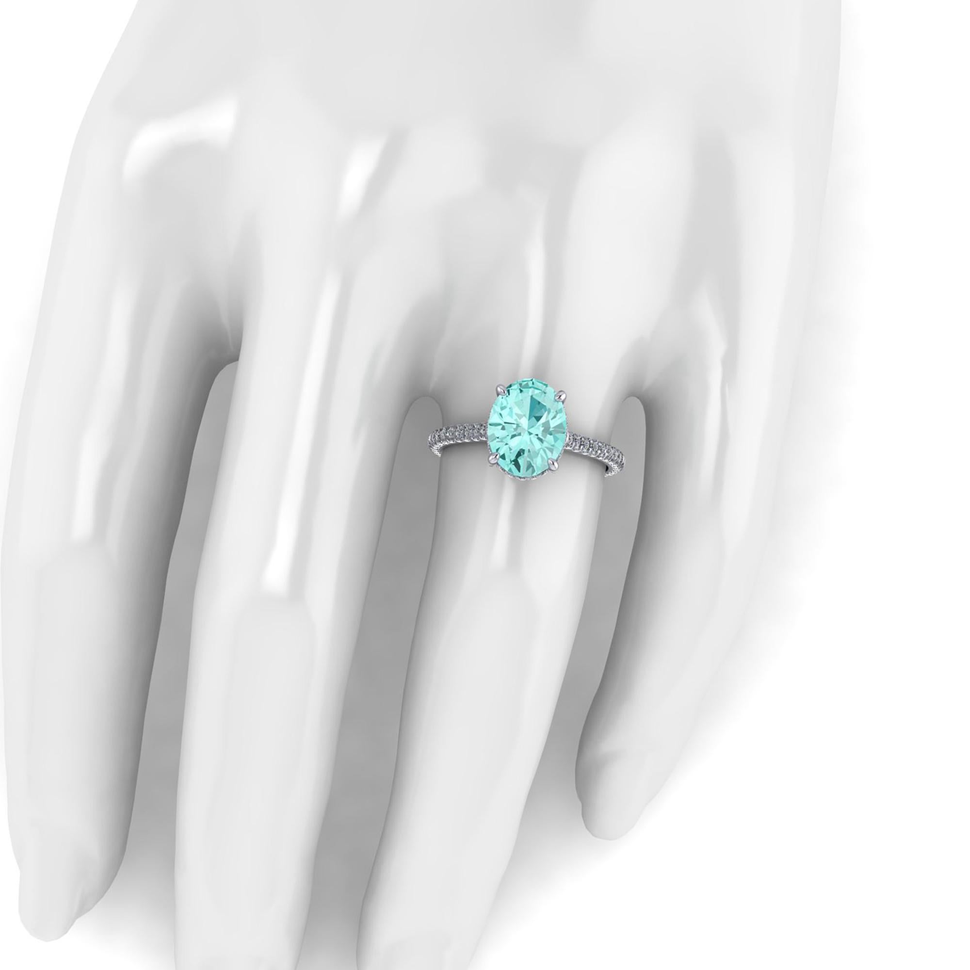 AGL Certified 2.11 Carat Paraiba Tourmaline Diamonds in Platinum Ring In New Condition In New York, NY