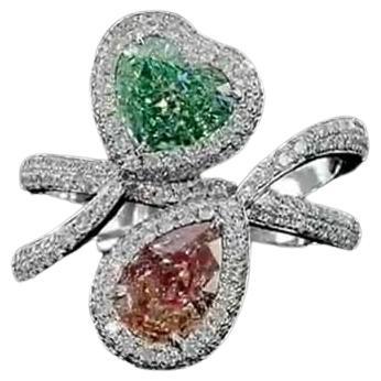 AGL Certified 2.28 Carat Fancy Pink & Green Diamond Ring  For Sale