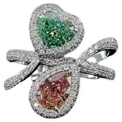 AGL Certified 2.28 Carat Fancy Pink & Green Diamond Ring 