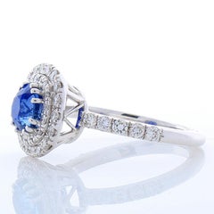 AGL Certified 2.39 Carat Non Heated Kashmir Blue Sapphire and Diamond Ring