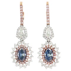 Orecchini con diamanti blu VS certificati AGL da 2,42 Fancy Blue
