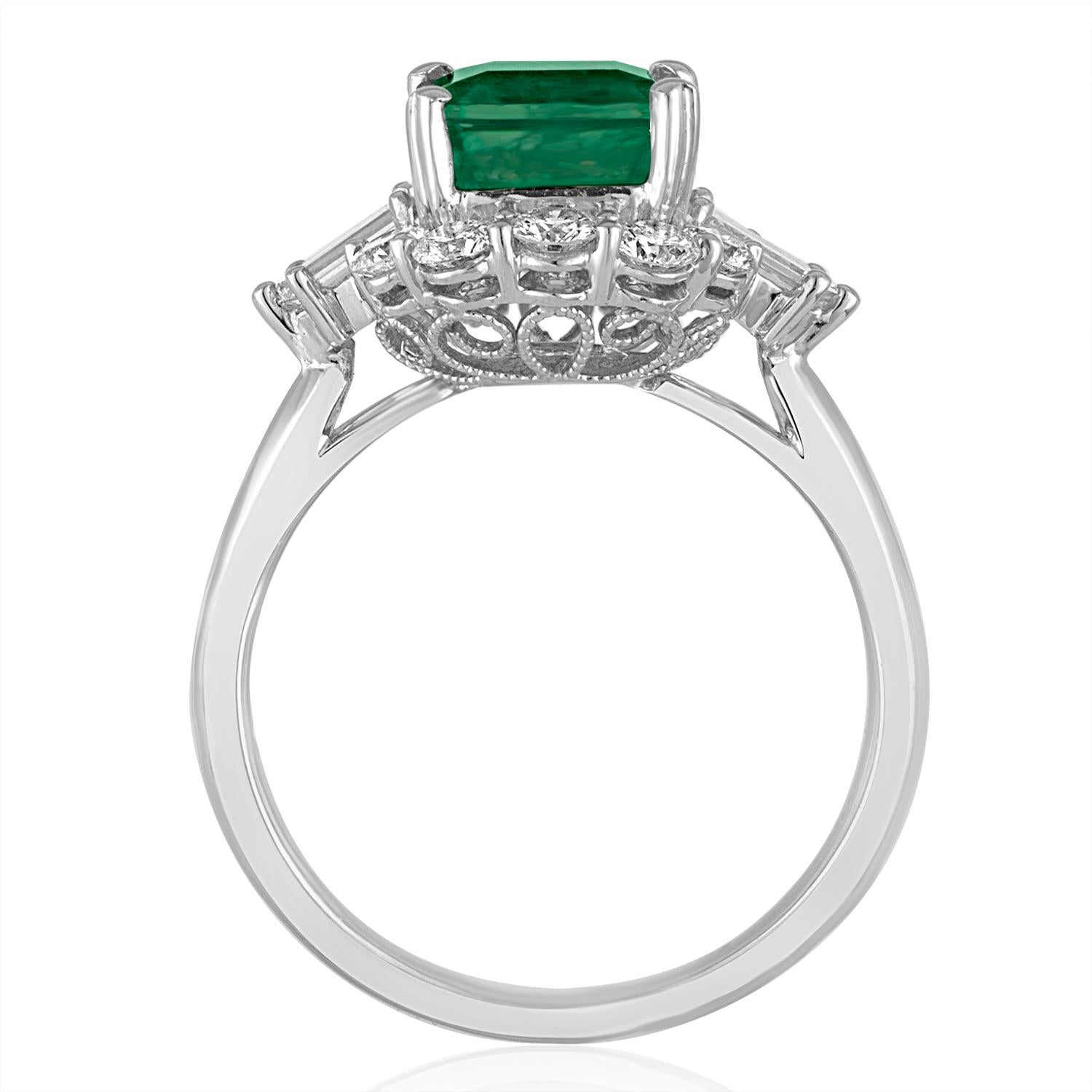 Beautiful Emerald Halo Ring
The ring is 18K White Gold.
The Center is a beautiful 2.49 Carat Emerald.
The Emerald is AGL certified, oil treatment only.
The Emerald is surrounded by Diamonds.
There are 0.97 Carats Diamonds F/G VS/SI
The ring is a