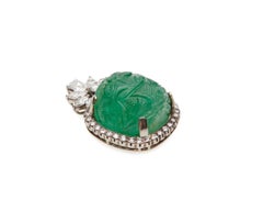 AGL zertifiziert 25ct geschnitzt Cabochon Smaragd & Birne Marquise Diamant 18K Anhänger