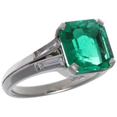 AGL Certified 2.60 Carat Columbian Emerald Gubelin Platinum Ring