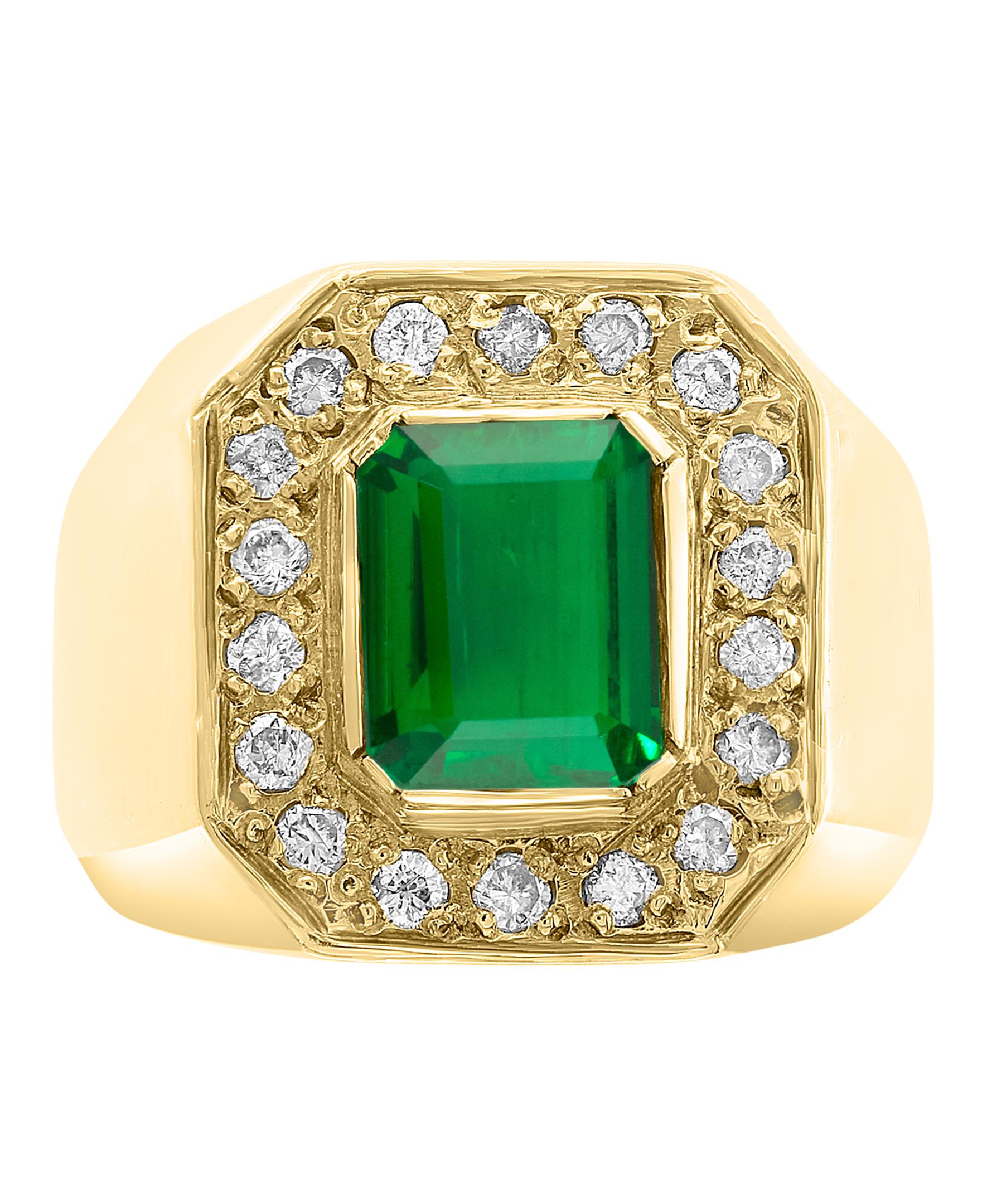 mens emerald and diamond ring