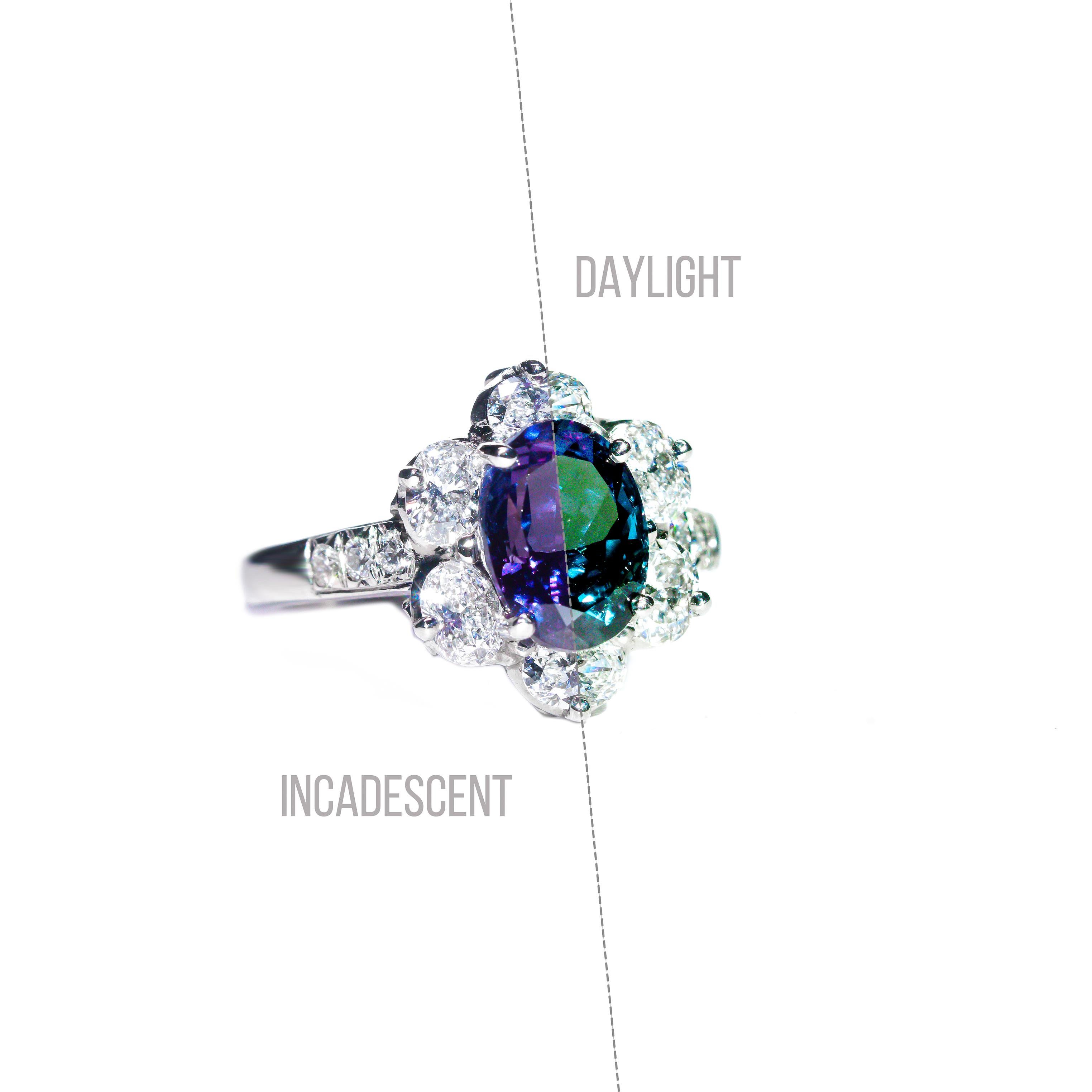 Contemporary AGL Certified 3 Carat  Alexandrite Ring  For Sale
