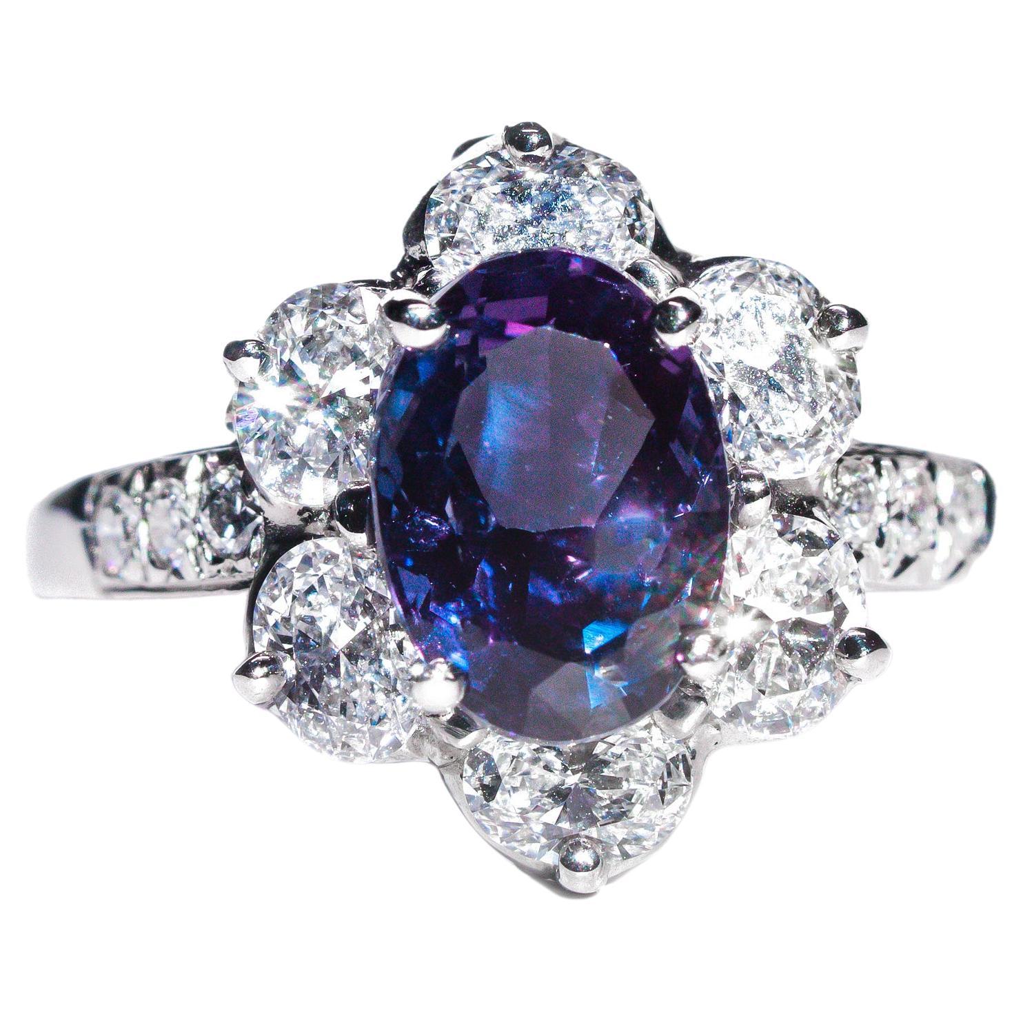 AGL Certified 3 Carat  Alexandrite Ring  For Sale