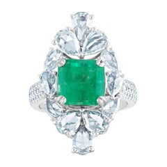 AGL Certified 2.99 Carat Emerald and Diamond Gold Ring