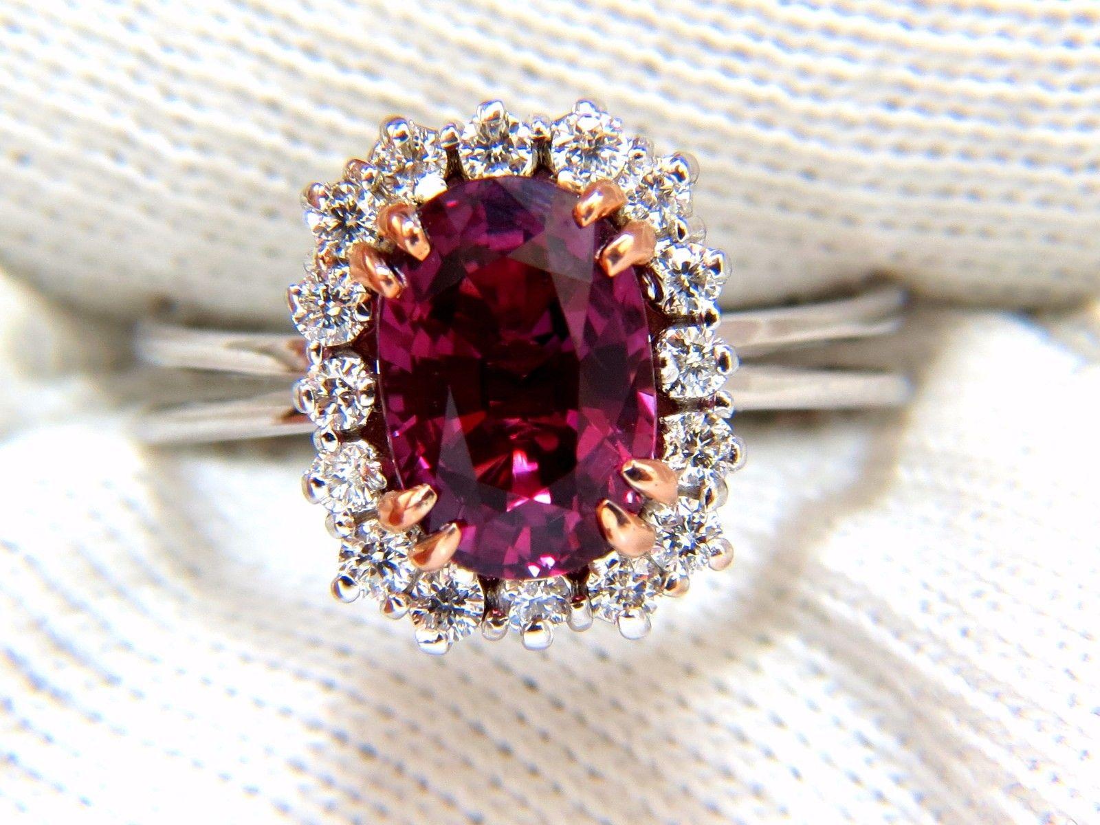 Women's or Men's AGL Certified 2.99 Carat Natural Ruby Diamond Ring 18 Karat