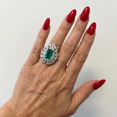 AGL Certified 3 Carat Colombian NO OIL Emerald Diamond Ring