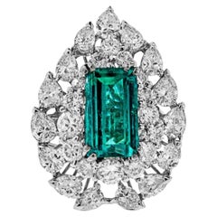 AGL Certified 3 Carat Colombian NO OIL Emerald Diamond Ring