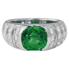 Cocktailring, AGL-zertifizierter 3 Karat kleiner Öl-Smaragd-Diamant-Cocktailring