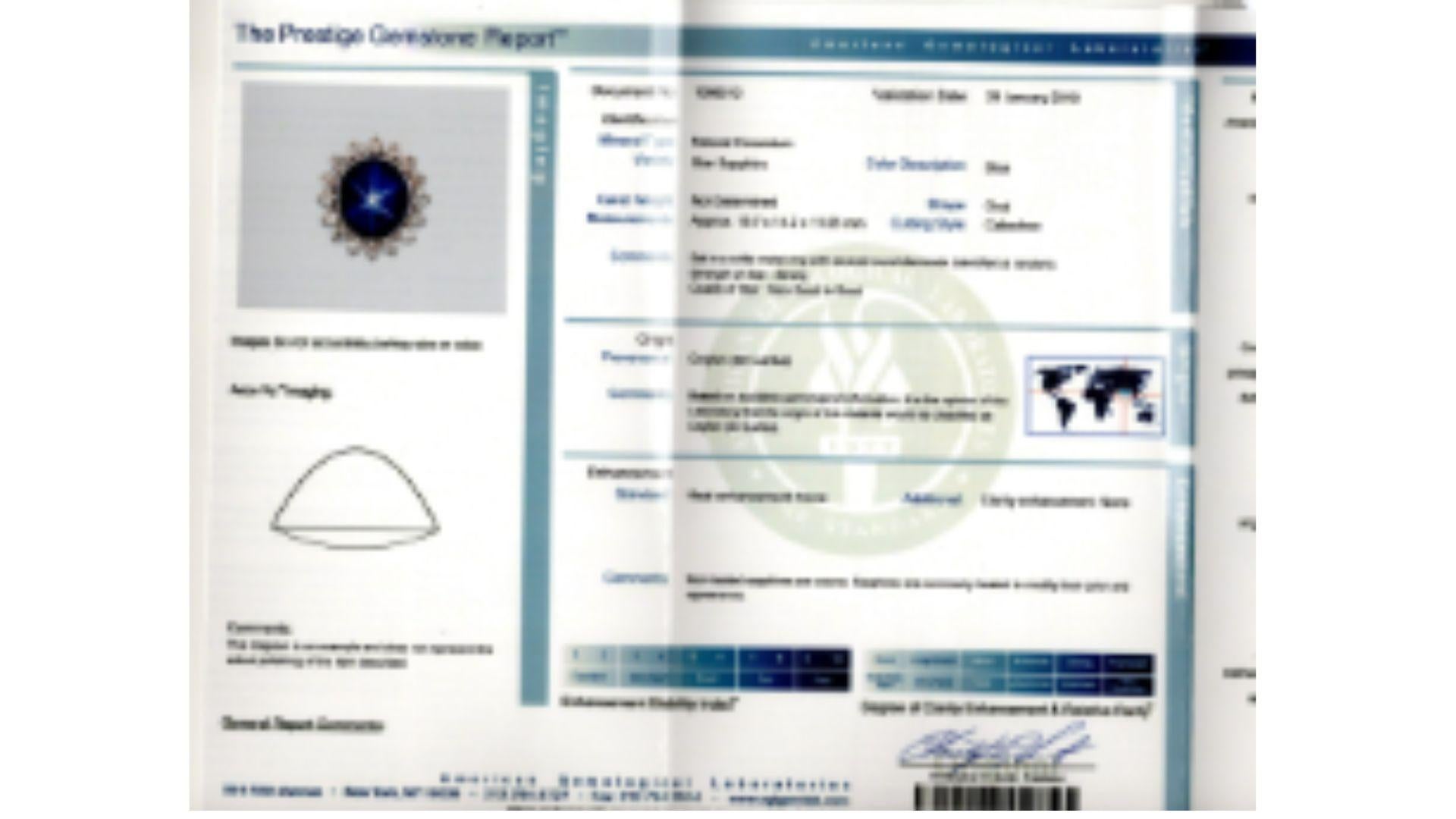 AGL Certified 30 Carat No Heat Ceylon Blue Star Sapphire & Diamond Halo Ring For Sale 2