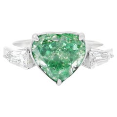 AGL Certified 3.00 Carat Fancy Green SI Clarity Diamond Ring