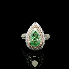 AGL Certified 3.00 Carat Fancy Green VVS Clarity Diamond Ring