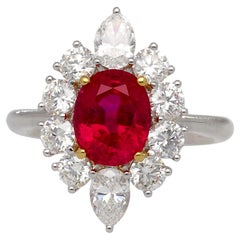 AGL Certified 3.04 Carat Pigeon’s Blood No-Heat Ruby with Diamond Halo Ring