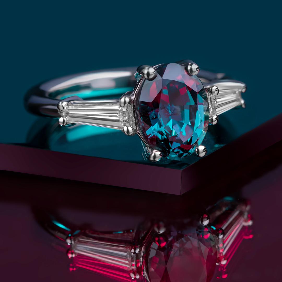 This one of a kind marvel is a one of one in existence. Alexandrite at sizes greater 1 carat are rarely found across all geographic sources to begin with, but 1 carat stones from Brazil are even rarer. Sitting at 3.10 carats, this stone is a true