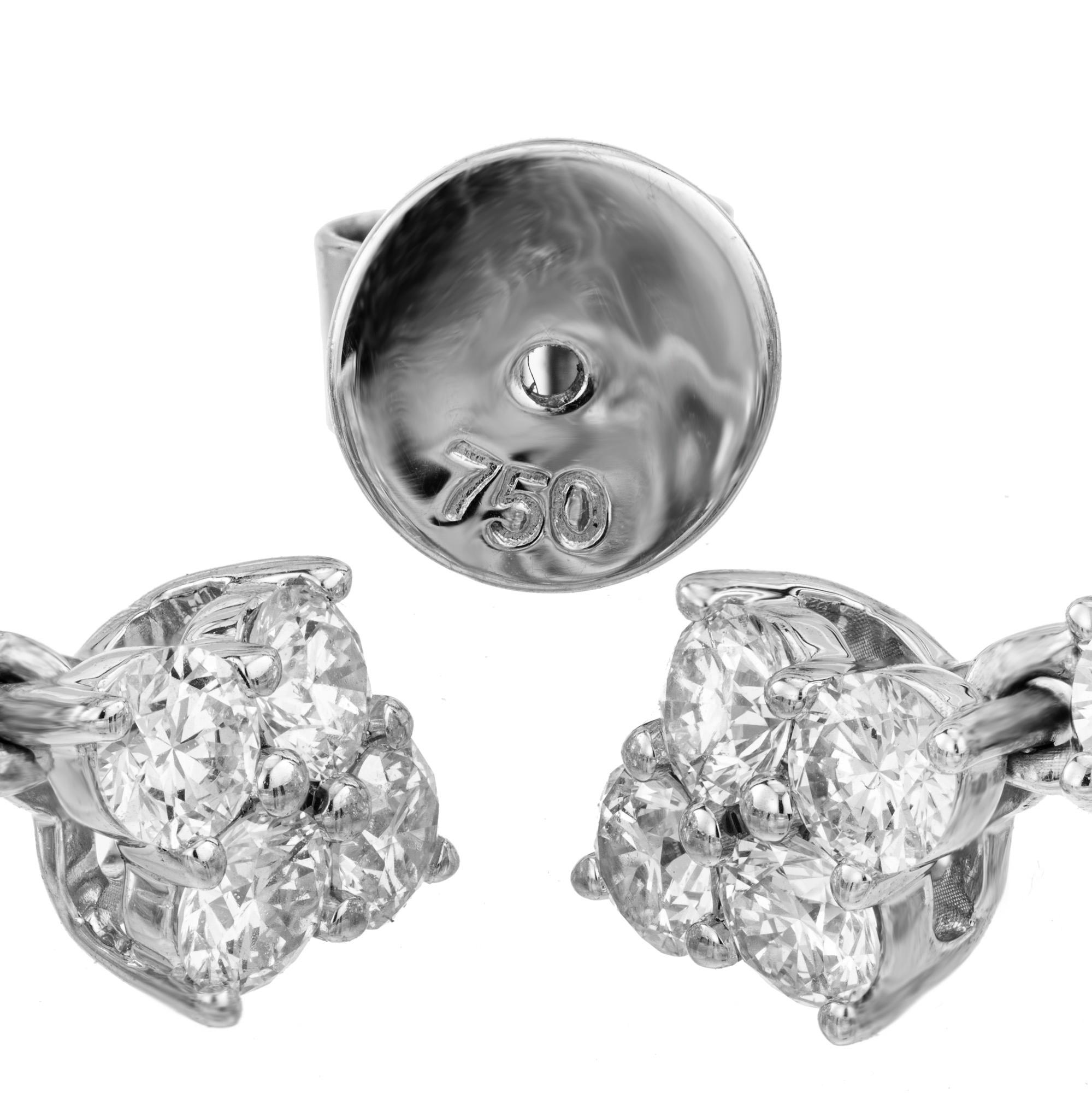 Women's AGL Certified 3.13 Carat Emerald Diamond White Gold Dangle Earrings For Sale