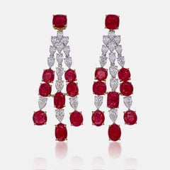 AGL Certified 3.17 Carat Burmese No Heat Pigeon Blood Ruby and Diamond Earrings