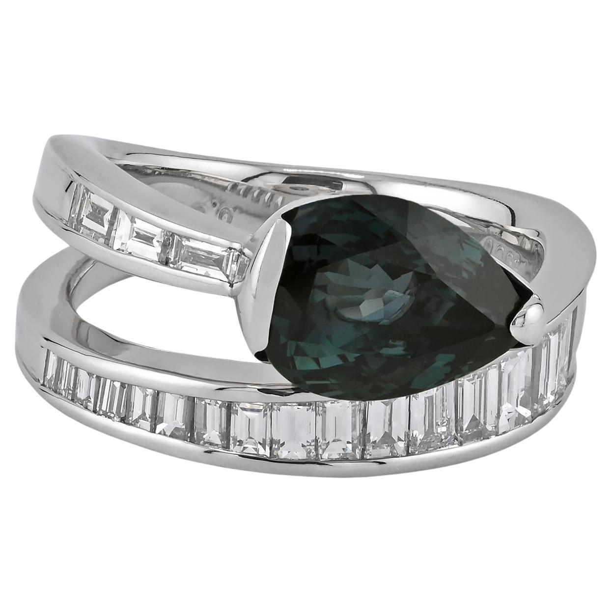 AGL Certified 3.36 Carat Alexandrite Diamond Platinum Ring