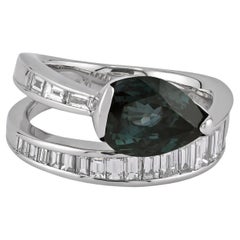 Bague en platine avec alexandrite de 3,36 carats certifiée AGL