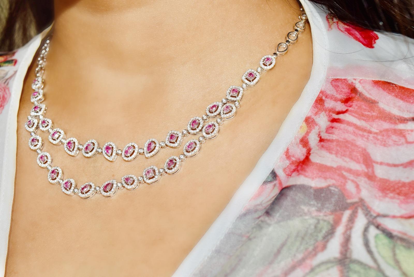 AGL zertifizierte 3,481 Karat Pink Diamond Halskette  Damen im Angebot