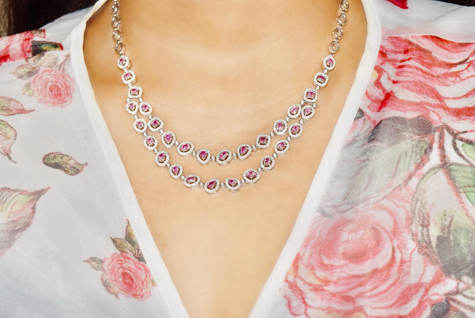 AGL zertifizierte 3,481 Karat Pink Diamond Halskette  im Angebot 1